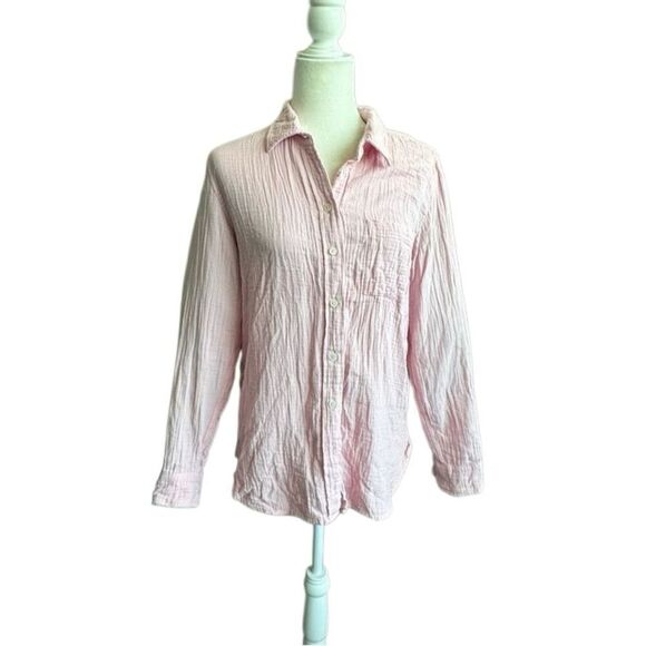 J. Crew Tops - J. Crew Women's Light Pink Crinkled Button-Up Blouse Long Sleeve SZ S